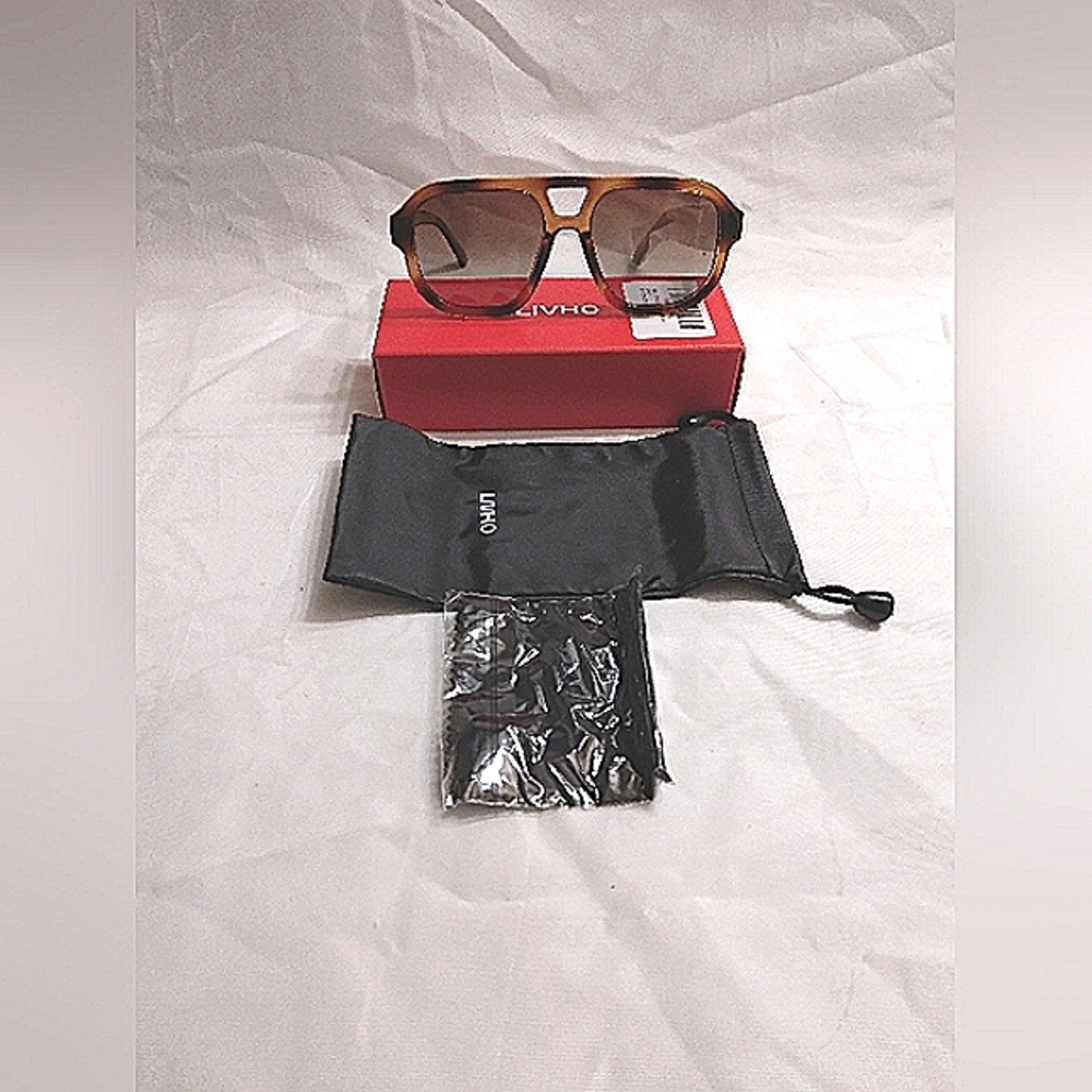 Livho Trendy Polarized Square Aviator Sunglasses Tortoise Brown